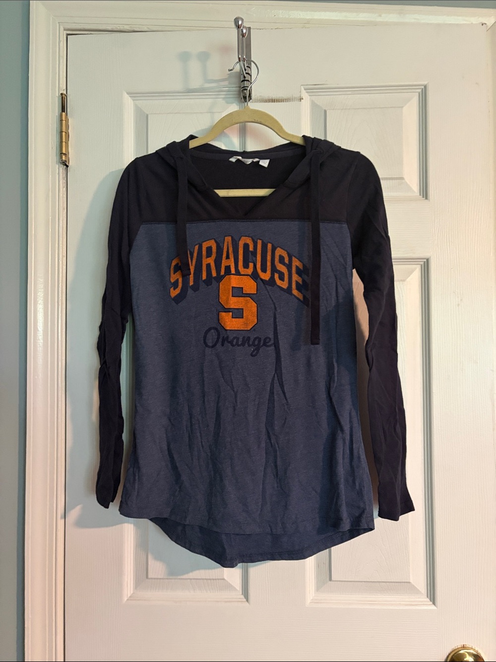 Camp David Syracuse Orange Navy Hoodie Tee with Drawstring Hood